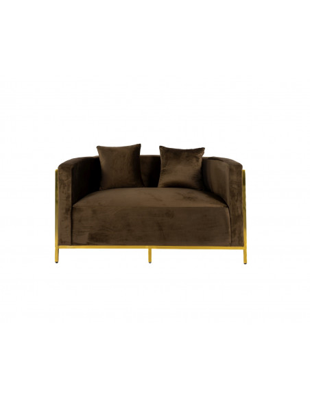 Designerska sofa 2 osobowa glamour do salonu, gabinetu, sypialni, nowoczesna, nowojorska, plastry miodu brązowa, złota MAJA