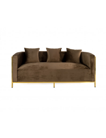 Designerska sofa 3 osobowa glamour do salonu, gabinetu, sypialni, nowoczesna, nowojorska, plastry miodu brązowa, złota MAJA