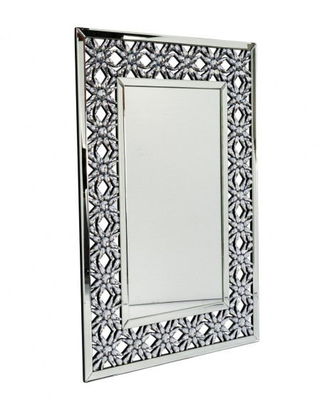 Lustro glamour z kryształkami srebrny WIKTORIA II