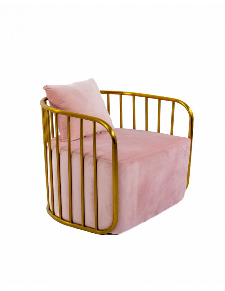 Designerski fotel glamour różowy złoty styl nowoczesny ANASTAZJA